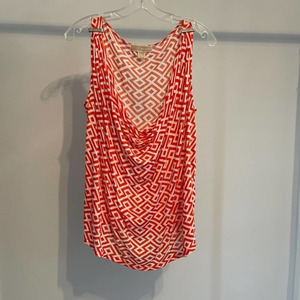 MICHAEL Michael Kors Orange and White Scoop‎ Neck Tank Size Large PreOwned